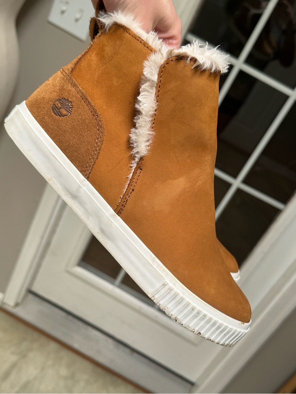 Timberland Brown Suede Faux Fur Slip On Sneakers Womens Size 8 - Picture 8 of 12